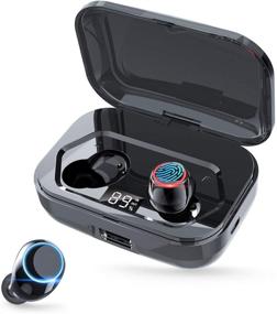 img 4 attached to 🎧 Ultimate Wireless Bluetooth 5.0 Earbuds: Waterproof, Noise-Cancelling, with Mic, Touch Control, LED Display, Power Bank - A1-L