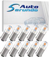 🚗 serundo auto ba9s led bulb pack of 10pcs amber - upgrade your car interior dome map, license plate, glove box light with 2smd 3030chips for ba9 1895 1891 53 57 logo