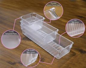 img 1 attached to 🗂️ Kohes Clear Plastic Drawer Organizer Set - 12-Pack Office Drawer Trays in 3 Sizes - Versatile Makeup, File, and Pencil Dividers for Vanity, Bathroom, Nightstand, and Kitchen - Efficient Desk Drawer Organization