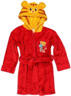 🐯 plush fleece hooded bathrobe with ears for toddler boys and girls - daniel tiger design logo