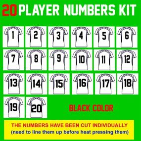 img 3 attached to 🏀 Team Pack Numbers: 8" Tall Heat Transfer Vinyl for Sports T-Shirts, Iron-On, 1-20 Consecutive Set (31 Pieces) - Style A (Black)