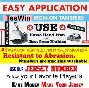 img 2 attached to 🏀 Team Pack Numbers: 8" Tall Heat Transfer Vinyl for Sports T-Shirts, Iron-On, 1-20 Consecutive Set (31 Pieces) - Style A (Black)