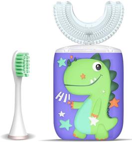 img 4 attached to Dinosaur U-Shaped Ultrasonic Automatic Kids Electric Toothbrush with Soft Replacement Bristle Heads, Six Modes, 360° Oral Cleaning, IPX7 Waterproof, Smart Rechargeable Toothbrush (2-6 Year Old)