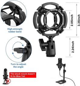 img 2 attached to Стойка BILIONE AT2020 для микрофона с подвесом и пеной от ветра - регулируемая настольная стойка для конденсаторных студийных микрофонов Audio-Technica, включая AT2020, AT2020USB +, AT2035 и ATR2500.