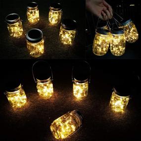 img 2 attached to 🌞 Solar Lanterns Mason Jar Hanging Lights: 4 Pack Fairy Firefly Starry Jar Lights for Patio Garden Wedding Table Decor - Includes Mason Jars & Hangers