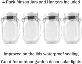 img 1 attached to 🌞 Solar Lanterns Mason Jar Hanging Lights: 4 Pack Fairy Firefly Starry Jar Lights for Patio Garden Wedding Table Decor - Includes Mason Jars & Hangers