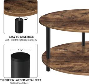 img 2 attached to 🪑 35.5’’ Vanrohe Round Coffee Table with Open Storage Shelf - Rustic Brown Tea Table for Living Room, Office, and Home, featuring Metal Legs and Easy Assembly