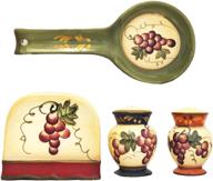 🍇 tuscany grapevine hand-painted ceramic tabletop set, ack 84025/28 logo