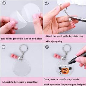 img 2 attached to 🔑 DIY Crafts Set: 54 Transparent Acrylic Keychain Blanks with Rings, Colorful Tassel Pendants – Perfect for Projects and Crafts