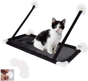 img 4 attached to Ultimate 360° Sunbathing and Landscape Cat Window Perch: Suction Hanging Cat Hammock with Breathable Mesh and 20lb Capacity