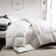 🛏️ puredown full/queen white down comforter: all season medium warmth & extra soft cotton shell – year round use fluffy duvet insert with tabs - white logo