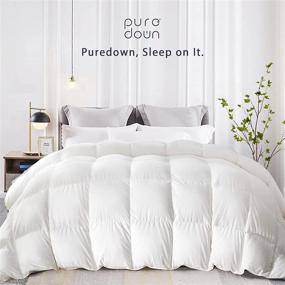 img 3 attached to 🛏️ Одеяло Puredown Full/Queen White Down: средняя теплоизоляция и дополнительно мягкая хлопковая оболочка – пушистое одеяло с петлями для использования круглый год – белое.