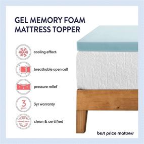 img 2 attached to 🛏️ Best Price Mattress 1.5 Inch Ventilated Memory Foam Mattress Topper with Cooling Gel Infusion, Twin Size, Blue - CertiPUR-US Certified