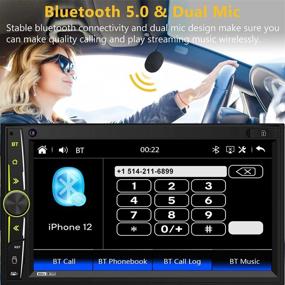 img 2 attached to 🚗 Enhanced Bluetooth Car Stereo Apple Carplay: Cutting-Edge Double Din Digital Media Receiver with 7'' HD Capacitive Touchscreen Monitor, Phone Link, Mic, Backup Cam, SWC, 16-Band EQ, USB/SD, A/V Input, FM/AM Support