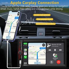 img 3 attached to 🚗 Enhanced Bluetooth Car Stereo Apple Carplay: Cutting-Edge Double Din Digital Media Receiver with 7'' HD Capacitive Touchscreen Monitor, Phone Link, Mic, Backup Cam, SWC, 16-Band EQ, USB/SD, A/V Input, FM/AM Support