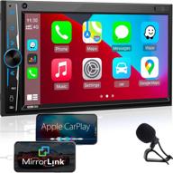 🚗 enhanced bluetooth car stereo apple carplay: cutting-edge double din digital media receiver with 7'' hd capacitive touchscreen monitor, phone link, mic, backup cam, swc, 16-band eq, usb/sd, a/v input, fm/am support logo