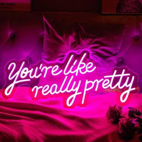 img 1 attached to 🌟 Hiaksedt Neon Sign: Stylish Pink Decor for Wall, Bedroom, and Party - 4 Brightness Modes, 28"x12.2