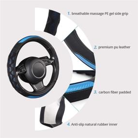 img 1 attached to 🚗 TOYOUN Car Steering Wheel Cover: Universal Fit 14.5-15 inch, Gel Massage Sport Grip, Honeycomb Design, Breathable Antiskid, Sporty Racing Style, Black