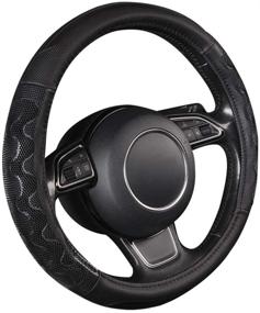 img 3 attached to 🚗 TOYOUN Car Steering Wheel Cover: Universal Fit 14.5-15 inch, Gel Massage Sport Grip, Honeycomb Design, Breathable Antiskid, Sporty Racing Style, Black