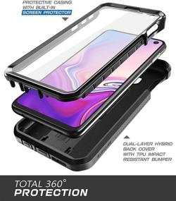 img 2 attached to 🦄 SUPCASE Unicorn Beetle Pro Series: Full-Body Dual Layer Rugged Case for Samsung Galaxy S10e (2019 Release) with Holster, Kickstand, and Built-in Screen Protector - Black