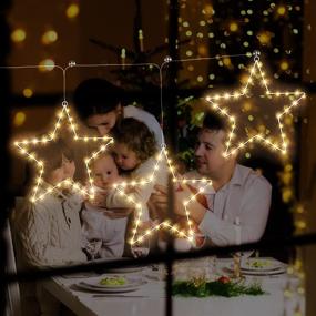 img 2 attached to 🌟 3-Pack LED Star Lights: Christmas Window Star Lights, USB Powered Christmas Ornaments with 8 Lighting Modes & Remote Control, Ideal for Outdoor Indoor Porch Holiday Party Decorations (Warm White)