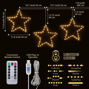 img 3 attached to 🌟 3-Pack LED Star Lights: Christmas Window Star Lights, USB Powered Christmas Ornaments with 8 Lighting Modes & Remote Control, Ideal for Outdoor Indoor Porch Holiday Party Decorations (Warm White)