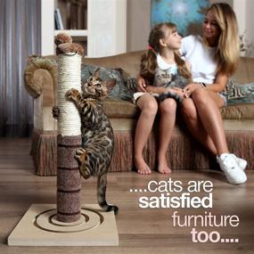 img 1 attached to 🐾 Ultimate 4 Paws Stuff Tall Cat Scratching Post: Interactive Toy for Cats and Kittens - Plush Sisal Scratch Pole Cat Scratcher - 22 inches (Beige)