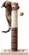 🐾 ultimate 4 paws stuff tall cat scratching post: interactive toy for cats and kittens - plush sisal scratch pole cat scratcher - 22 inches (beige) logo