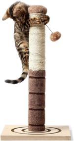 img 4 attached to 🐾 Ultimate 4 Paws Stuff Tall Cat Scratching Post: Interactive Toy for Cats and Kittens - Plush Sisal Scratch Pole Cat Scratcher - 22 inches (Beige)