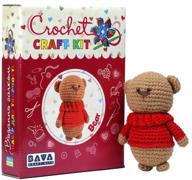 🧶 craft with confidence: crochet stuffed animal bear diy kit - all-inclusive craft kit for teens and adults, step-by-step instructions with 54 pictures, hypoallergenic yarn included logo