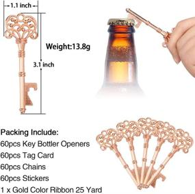 img 3 attached to 🔑 Rose Gold Vintage Skeleton Key Bottle Opener - 60 PCS Key Bottle Opener Wedding Favor with Tag and Key Chains for Engagement/Christmas/Birthday Party