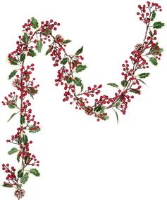 img 4 attached to 🎄 Lvydec Red Berry Garland Christmas Decoration - 7ft Artificial Red Berry Garland with Pine Cone and Green Leaves for Holiday Fireplace Stairs Table Decorations - Enhance Festive Ambiance