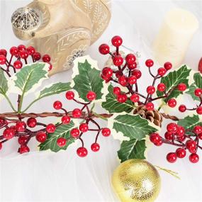 img 3 attached to 🎄 Lvydec Red Berry Garland Christmas Decoration - 7ft Artificial Red Berry Garland with Pine Cone and Green Leaves for Holiday Fireplace Stairs Table Decorations - Enhance Festive Ambiance