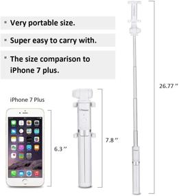 img 3 attached to Премиум Селфи-палка с штативом и беспроводным дистанционным спуском затвора по Bluetooth, футляром, регулируемым креплением - легкая, совместимая с V-Log для Apple iPhone, Samsung Galaxy (белая)