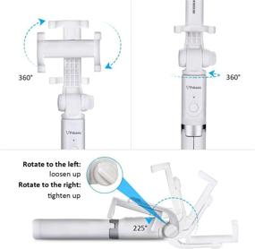 img 2 attached to Премиум Селфи-палка с штативом и беспроводным дистанционным спуском затвора по Bluetooth, футляром, регулируемым креплением - легкая, совместимая с V-Log для Apple iPhone, Samsung Galaxy (белая)