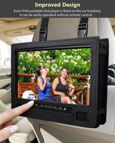 img 2 attached to 📀 UEME 10.1" HD Swivel Display Portable DVD Player for Car with Car Charger, 5 Hour Rechargeable Battery, CD/DVD/SD Card/USB Support, Car Headrest Holder, Improved Button Design