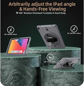 img 1 attached to 📱 TSQ iPad Case 9th 8th 7th Generation - Gray, with Pencil Holder, Tempered Glass Screen Protector, Shockproof Business Case with Kickstand, Hand Shoulder Strap - iPad 10.2 inch 7th 8th 9th Gen 2021/2020/2019