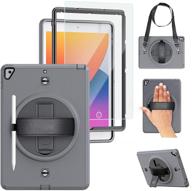 📱 tsq ipad case 9th 8th 7th generation - gray, with pencil holder, tempered glass screen protector, shockproof business case with kickstand, hand shoulder strap - ipad 10.2 inch 7th 8th 9th gen 2021/2020/2019 logo