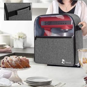 img 3 attached to 🎛️ Yarwo Gray Stand Mixer Cover for KitchenAid 4.5-5 Quart Mixer - Visible Case with Pockets for Accessories