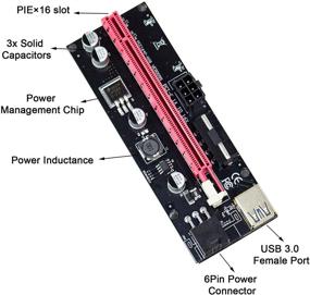 img 1 attached to 💻 6 шт. PCI-E Riser Card VER009S: кабель передачи данных High-Speed USB 3.0 для майнинга Bitcoin с помощью GPU - эффективное графическое расширение, питаемый адаптер дополнительного слота