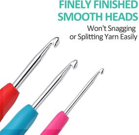 img 1 attached to 🧶 MUCH Extra Long Crochet Hook Set 2mm(B)-6mm(J) with Ergonomic Handle Hooks, Large-Eye Blunt Yarns Knitting Needles Kit, Stitch Markers, and Multicolored Case - Ideal for Arthritic Hands or Any Hand Pain