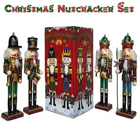 img 3 attached to 🎅 Spring Country 4-Piece Nutcracker Soldier Doll Decoration Figures Collection 12-Inch, Wood Occasion Ornament, Holiday House Present, Christmas Decorative Toys Set for Kids