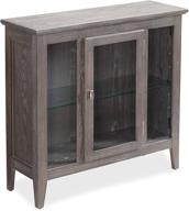 🏺 leick home 10000-gr distressed gray wash entryway curio cabinet – one door, interior light, glass adjustable shelf logo