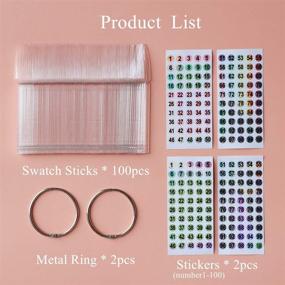 img 3 attached to Professional Nail Salon Supplies: 100pcs Nail Swatch Sticks with Number Stickers, Clear Stiletto Tips, and Ring for Nail Color Display - Perfect for Nail Techs