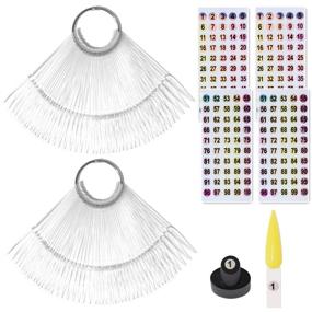 img 4 attached to Professional Nail Salon Supplies: 100pcs Nail Swatch Sticks with Number Stickers, Clear Stiletto Tips, and Ring for Nail Color Display - Perfect for Nail Techs