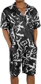 img 4 attached to 👔 Men's Summer Romper Jumpsuit: Stylish Coverall with Drawstring – Perfect for Active Wear