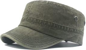 img 3 attached to 🎩 Classic Style 2 Pack Men's Military Cadet Army Caps - Vintage Flat Top Cotton Caps