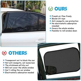 img 4 attached to 🚗 Yirilan Car Window Sun Shades - 2 Pack, 40"x 21" Mesh Side Window Sun Shade for Car Sunlight Protection, Ideal for Car Window Glare Reduction and Privacy for Baby and Adults