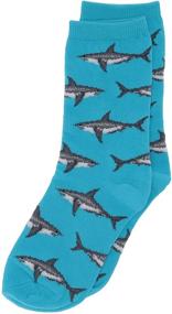 img 1 attached to 🦈 Hot Sox Big Animal Series Youth Novelty Casual Crew Socks - White Shark (Aqua), Large/X-Large