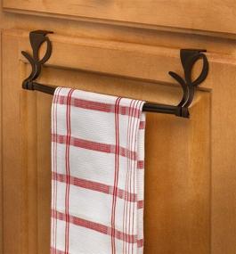 img 2 attached to 🍃 Bronze Over Cabinet Door Leaf Towel Bar by Spectrum Diversified